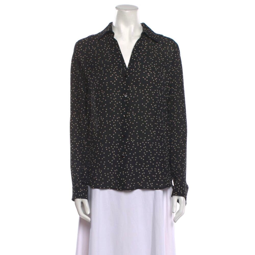 L’Agence Silk Black Polka Dot Button Up